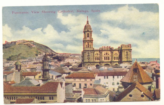 PANORAMIC VIEW, CATHEDRAL, MALAGA, SPAIN Vintage POSTCARD 52