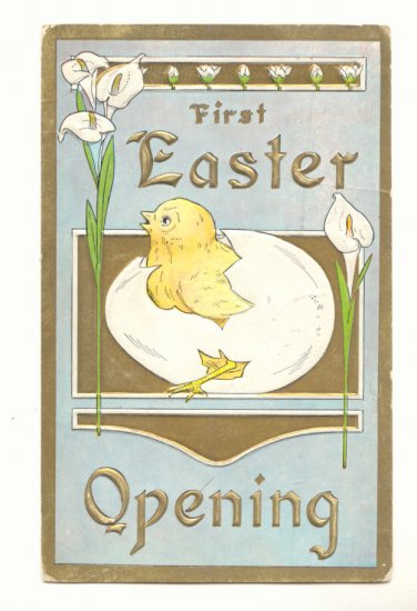 FIRST EASTER OPENING CHICK EGG CALLA LILY 1911 POSTCARD 75