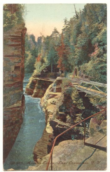 AUSABLE CHASM, LAKE CHAMPLAIN, NEW YORK POSTCARD 84