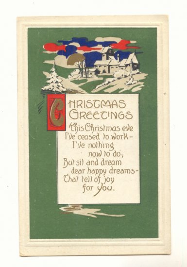 CHRISTMAS GREETING, VERSE, VIBRANT COLOR SCENE POSTCARD 121