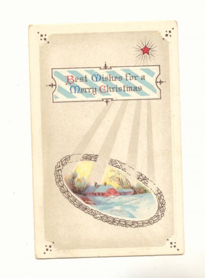 CHRISTMAS WISHES, COUNTRY SCENE, VINTAGE POSTCARD 130