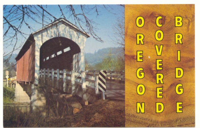 OREGON COVERED BRIDGE, VINTAGE CHROME POSTCARD #179
