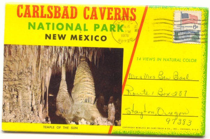 CARLSBAD CAVERNS, NEW MEXICO, SOUVENIR FOLDER, VINTAGE POSTCARDS #185