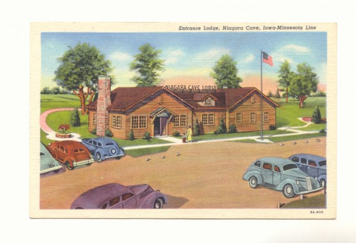 ENTRANCE LODGE, NIAGARA CAVE, IOWA-MINNESOTA LINE POSTCARD #189