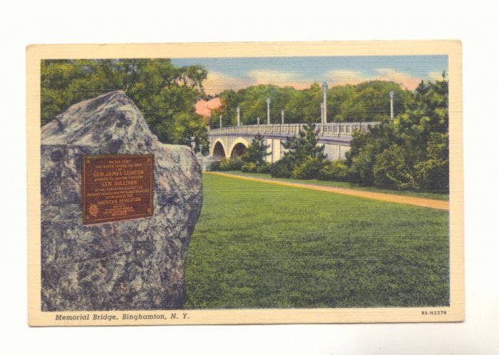 MEMORIAL BRIDGE BINGHAMTON NEW YORK 1944 POSTCARD #199