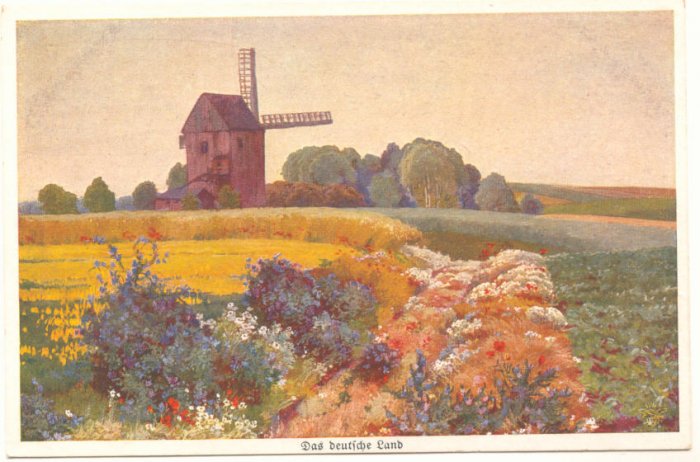 WINDMILL, COUNTRY GARDEN, FIELD VINTAGE POSTCARD #200