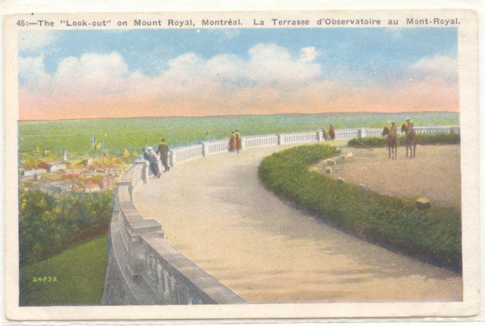 THE LOOK OUT, MOUNT ROYAL, MONTREAL VINTAGE POSTCARD #204