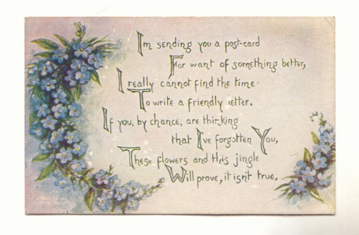 SENDING YOU A POSTCARD, FORGET ME NOTS, 1911 VINTAGE #251