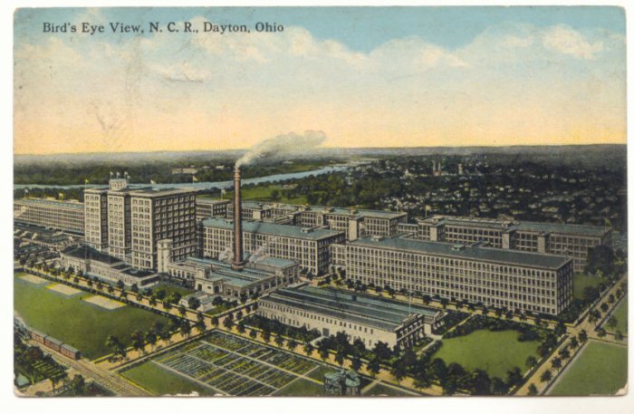 BIRD'S EYE VIEW, N.C.R., DAYTON, OHIO VINTAGE 1914 POSTCARD #253