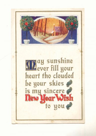 NEW YEARS WISH, MAY SUNSHINE EVER FILL YOUR HEART POSTCARD #268