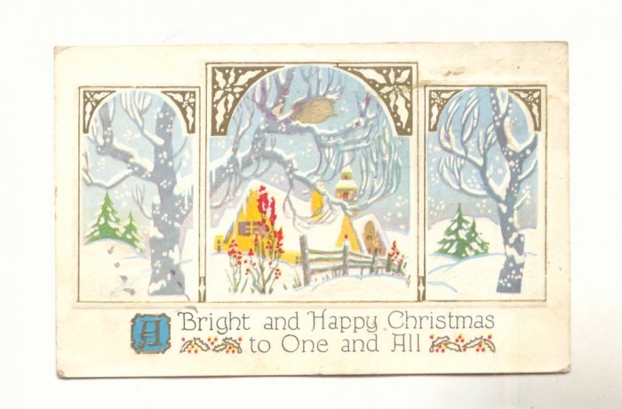 BRIGHT AND HAPPY CHRISTMAS, WONDERFUL WINTER SCENE POSTCARD #270