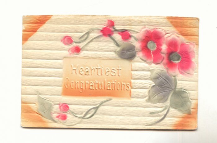 HEARTIEST CONGRATULATIONS, HEAVY EMBOSSED, POPPIES POSTCARD #287