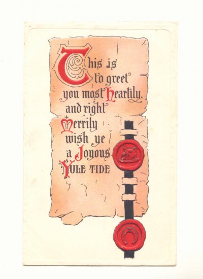 TO GREET YOU A JOYOUS YULETIDE VICTORIAN MOTTO POSTCARD #326