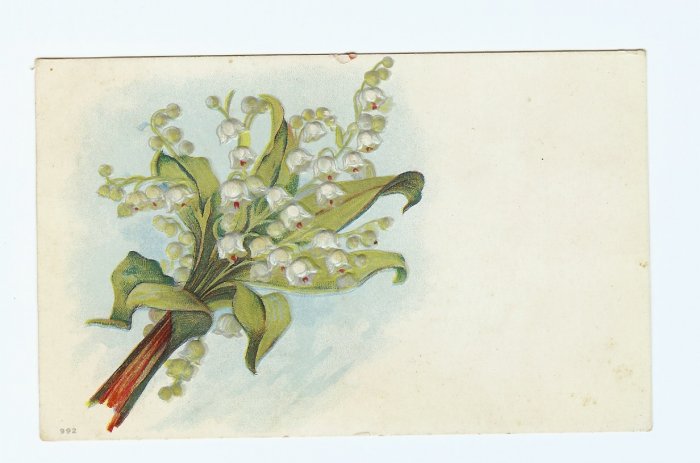 BOUQUET OF LILIY OF THE VALLEY VINTAGE 1911 POSTCARD #337