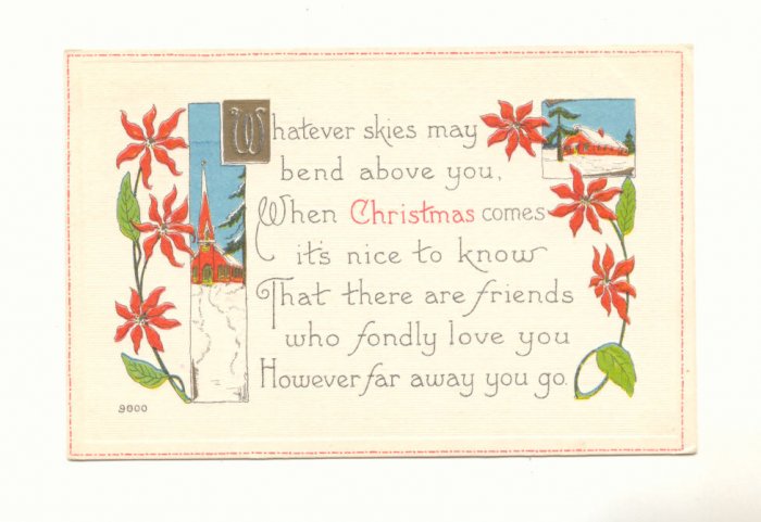 VICTORIAN MOTTO CHRISTMAS POSTCARD VINTAGE 1915 #348
