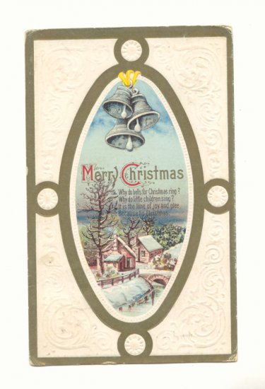 MERRY CHRISTMAS, SILVER BELLS 1916 Vintage Postcards #361