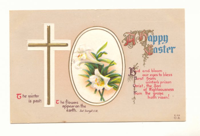 HAPPY EASTER CROSS LILY VINTAGE 1914 POSTCARDs #364