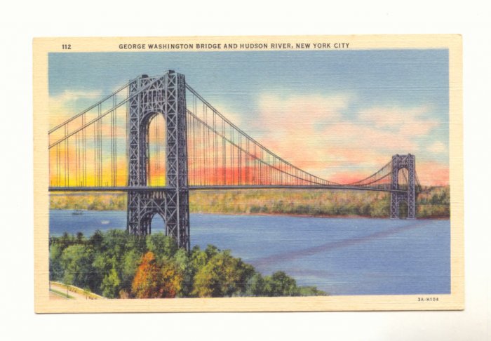 GEORGE WASHINGTON BRIDGE HUDSON RIVER NEW YORK CITY Postcard #381