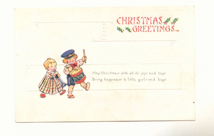CHRISTMAS, TODDLER BAND, VERSE VINTAGE POSTCARD #413