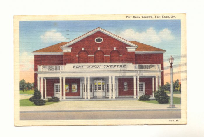 FORT KNOX THEATRE, FORT KNOX, KENTUCKY, LINEN POSTCARD #450
