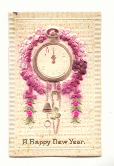 HEAVY EMBOSSED NEW YEAR, CLOCK UNUSED POSTCARD #471