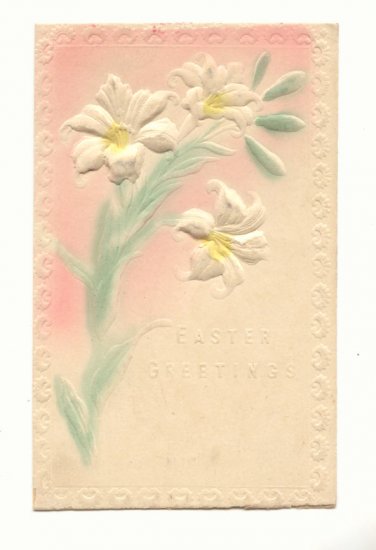 EASTER, HEAVILY EMBOSSED DAFFODILS VINTAGE POSTCARD #481