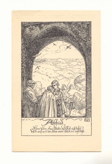 MOTHER SAYING GOODBYE TO SON BLACK & WHITE POSTCARD #486