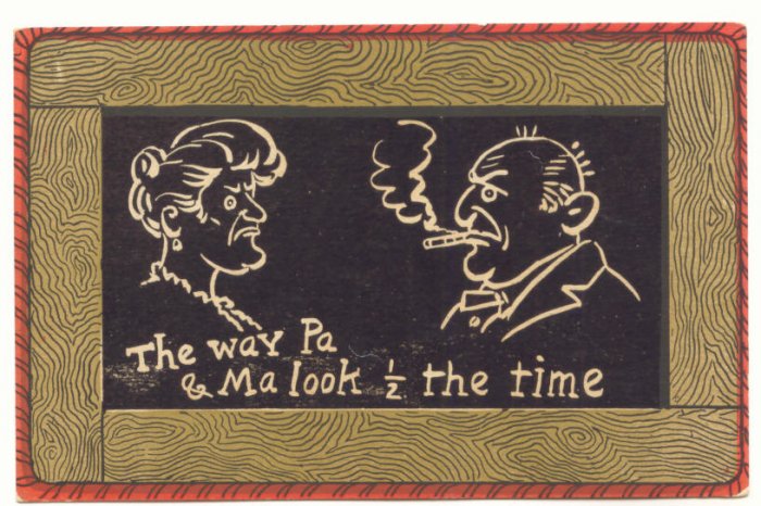 THE WAY PA & MA LOOK! Vintage Magic Slate Postcard 1907 #506