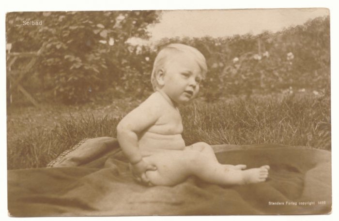 Chubby Baby, Blanket on the Grass, REAL PHOTO POSTCARD #511
