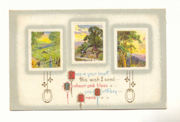 KEEP IN YOUR HEART THIS WISH, MULTI COUNTRY SCENES 1912 Vintage Postcard #520