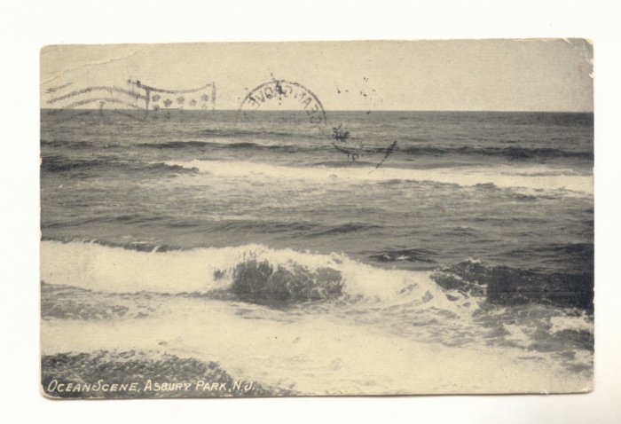 OCEAN SCENE, ASBURY PARK, NEW JERSEY, 1913 Vintage POSTCARD #528