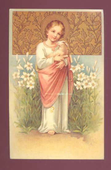 Young Jesus holding Lamb Reproduction Postcard Club Postcard #557