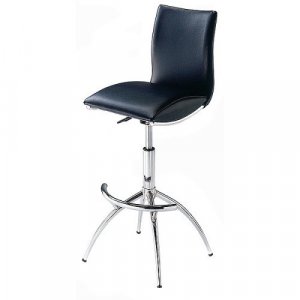 Black Leather Swivel Bar Stool