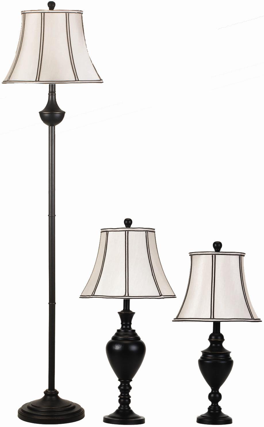 Dark Urn bases Table Floor Accent Lamp Set White Shades