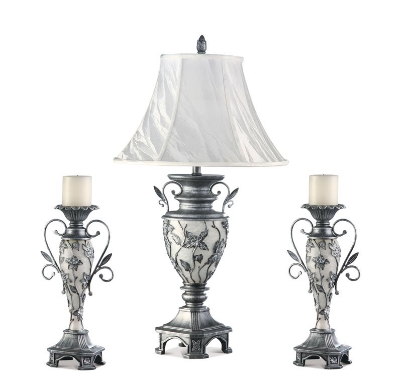 Floral Flower Table Lamp Candle Holder Set Wedding Gift