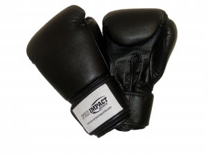 Pro Impact Training Gloves 16 Oz. BLACK (TOP QUALITY SYNTHETIC LEATHER)