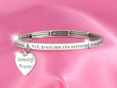 RELIGIOUS SERENITY PRAYER STACKABLE BANGLE CHARM BRACELET