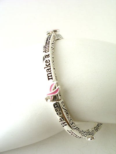 PINK RIBBON BREAST CANCER AWARENESS STACKABLE BANGLE BRACELET
