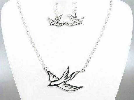 EAGLE SPARROW BIRD DOVE TATTOO NECKLACE SET