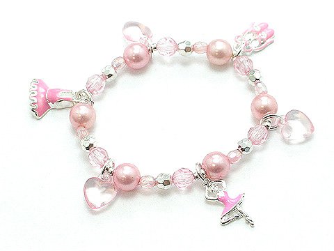 KIDS GIRLS BALLET PEARL BEAD BRACELET