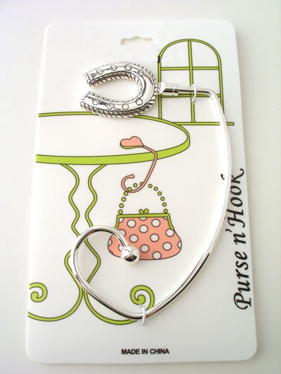 WESTERN HORSESHOE PURSE N' HOOK HANGER HANDBAG BAG HOLDER w/ POUCH