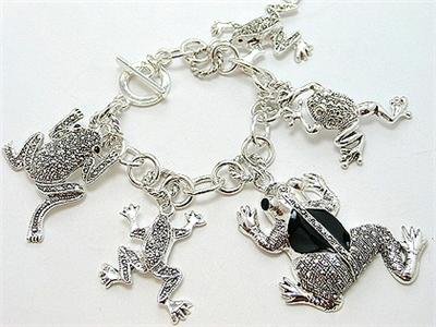 CHUNKY MARCASITE STYLE BULL FROG BRACELET