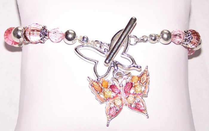 PINK PASTEL BUTTERFLY CHARM BRACELET