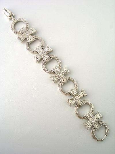 RELIGIOUS FILIGREE CROSS CIRCLE CRYSTAL RELIGIOUS BRACELET