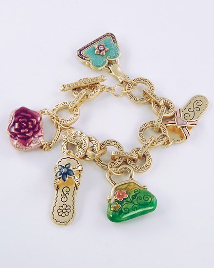 CHUNKY FASHION FLIP FLOP PURSE HANDBAG BAG CHARM BRACELET
