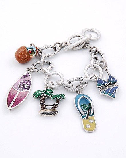 CHUNKY FASHION BEACH THEME CHARM BRACELET
