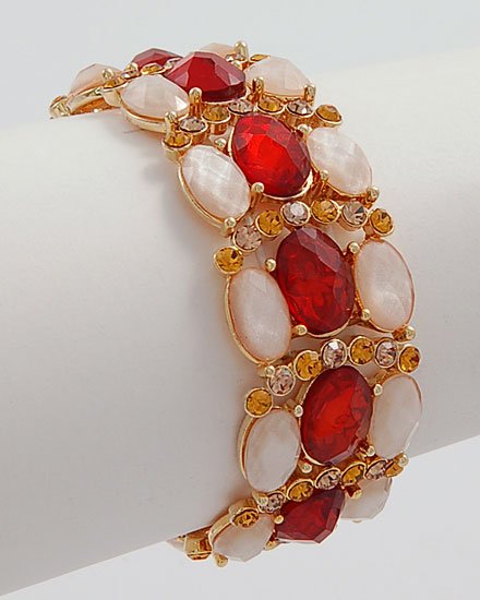 LIGHT BROWN FAUX TOPAZ CRYSTAL FACETED LUXURY BRACELET