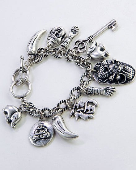 GOOD LUCK ORIENTAL FORTUNE KEY ELEPHANT DICE LEAF CHA CHA BRACELET