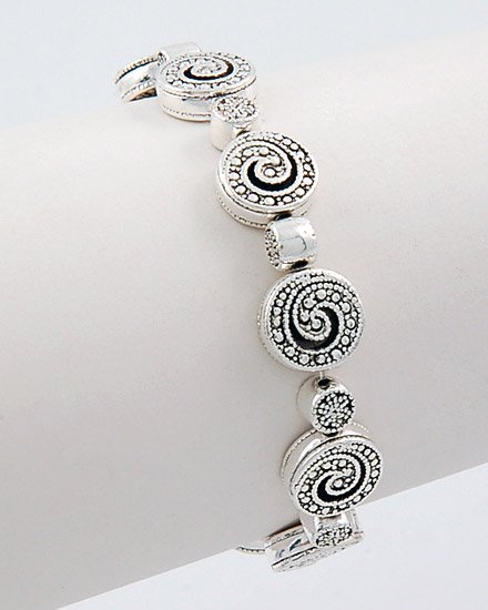 OPEN CIRCLE SWIRL MARCASITE BRACELET