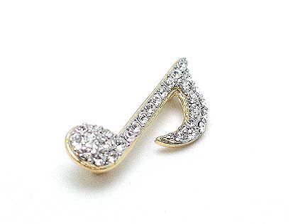 MUSIC MUSICAL NOTE AUSTRIAN CRYSTAL BROOCH PIN